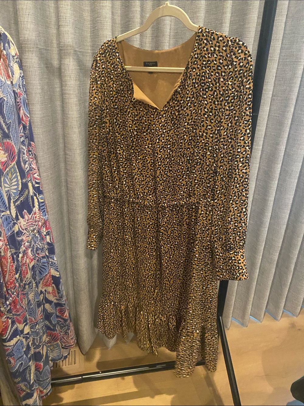 Talbots Cheetah Print Long Sleeve Cuffed Dress
